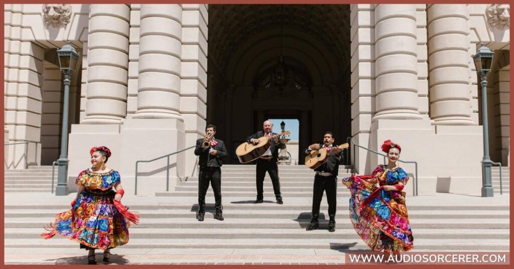 Flamenco dancers and musicians representing the Phrygian mode in music.