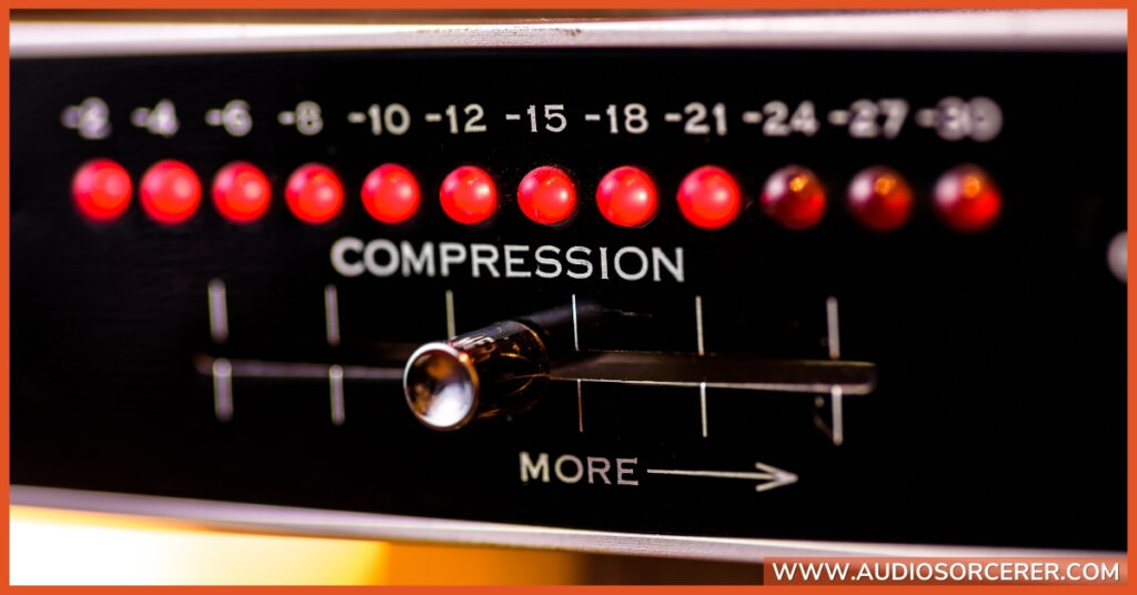 Audio compression with gain reduction LEDS going in increments of 3.
